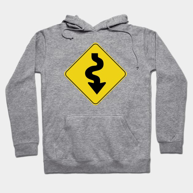 Caution Road Sign Swervy Down Arrow Hoodie by shanestillz